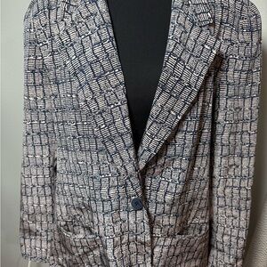 Set Patterned Blazer VTG Blue and Pink Weather Vane Blazer and Skirt Size 12